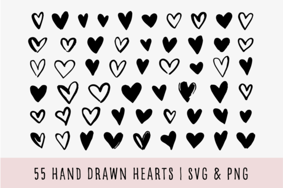 Download Hand Drawn Doodle Hearts Svg - Hand drawn Collection