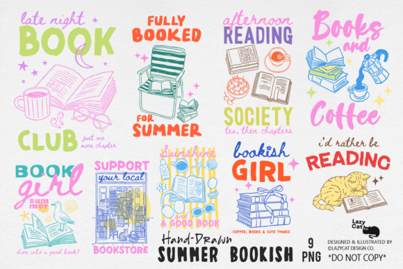 Download Summer Bookish Hand-Drawn PNG Bundle - Premium Bundle